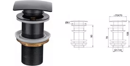 Донный клапан для раковины «Allen Brau» Infinity 5.21025-31 с механизмом Клик-Клак чёрный матовый