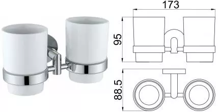 Двойной стакан для зубных щёток «Allen Brau» Priority 6.31003-00 на стену белый/хром