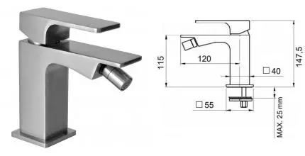 Смеситель для биде «Remer» Absolute AU22NP брашированный полированный никель Смеситель для биде «Remer» Absolute AU22NP брашированный полированный никель