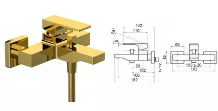 Смеситель для ванны «Remer» Absolute AU05DO золото