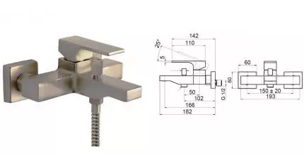 Смеситель для ванны «Remer» Absolute AU05NP брашированный полированный никель