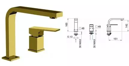Смеситель для раковины «Remer» Absolute AU57DO золото Смеситель для раковины «Remer» Absolute AU57DO золото