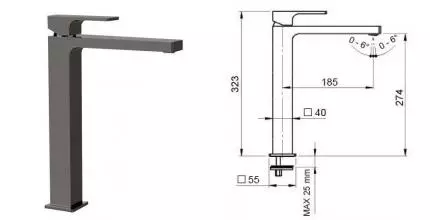 Смеситель для раковины «Remer» Absolute AU11LCFP брашированный чёрный хром Смеситель для раковины «Remer» Absolute AU11LCFP брашированный чёрный хром