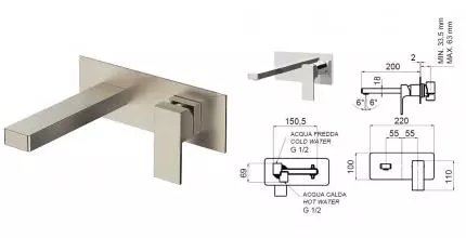 Смеситель для раковины «Remer» Absolute AU15NPO брашированный матовый никель