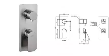 Внешняя часть смесителя «Remer» Infinity I92KBNP на 2 выхода брашированный никель
