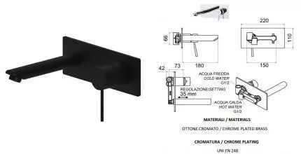 Смеситель для раковины «Remer» Minimal N15NO чёрный матовый