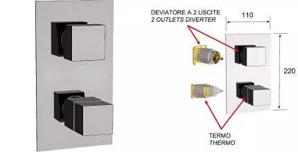 Внешняя часть смесителя «Remer» Qubica Thermo QT92KBNP брашированный никель