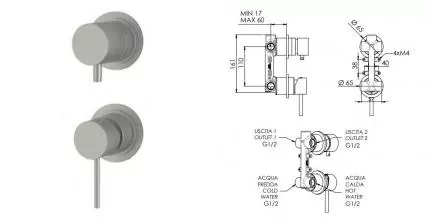 Смеситель для душа «Remer» X-Style SSX92P шлифованная сталь