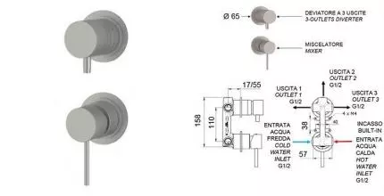 Смеситель для душа «Remer» X-Style SSX93P шлифованная сталь Смеситель для душа «Remer» X-Style SSX93P шлифованная сталь
