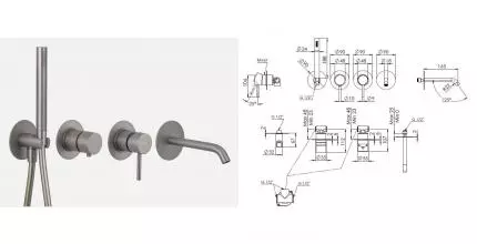 Смеситель для ванны «Remer» X-Style X96S03ROXXNPO брашированный матовый никель