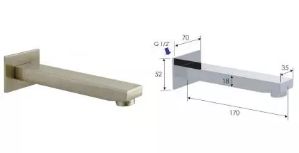 Излив к смесителю «Remer» Qubica 91QNP 17 брашированный никель