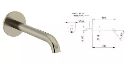 Излив к смесителю «Remer» X-Style 91XLNP 19 брашированный никель