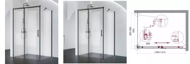 Душевой угол-ограждение «Belbagno» ACQUA-AH-1-140/90-C-NERO 140/90 прозрачный/чёрный без поддона универсальный Душевой угол-ограждение «Belbagno» ACQUA-AH-1-140/90-C-NERO 140/90 прозрачный/чёрный без поддона универсальный