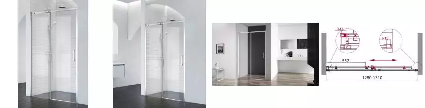 Душевая дверь «Belbagno» ACQUA-BF-1-130-C-Cr 130/195 прозрачная/хром универсальная