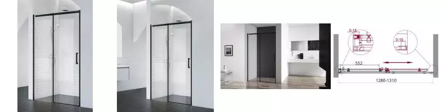 Душевая дверь «Belbagno» ACQUA-BF-1-130-C-NERO 130/195 прозрачная/чёрная универсальная Душевая дверь «Belbagno» ACQUA-BF-1-130-C-NERO 130/195 прозрачная/чёрная универсальная