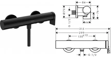 Смеситель для душа «Hansgrohe» Vivenis 75620670 чёрный матовый