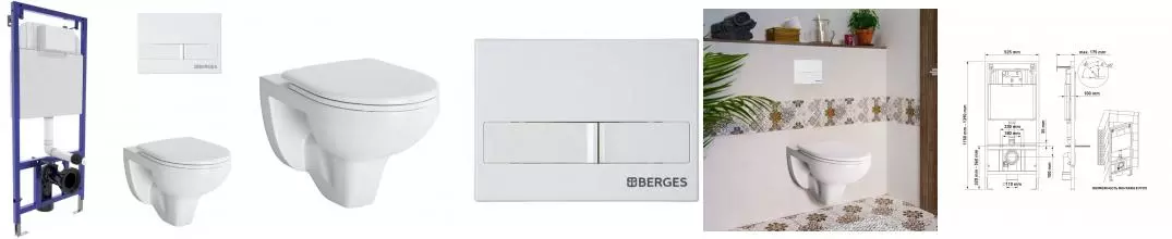 Комплект инсталляция с унитазом, крышкой и кнопкой смыва «Berges Wasserhaus» Novum 525 042425/Gamma/кнопка L1 белый Комплект инсталляция с унитазом, крышкой и кнопкой смыва «Berges Wasserhaus» Novum 525 042425/Gamma/кнопка L1 белый