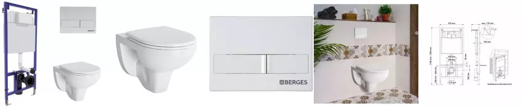 Комплект инсталляция с унитазом, крышкой и кнопкой смыва «Berges Wasserhaus» Novum 525 042428/Gamma/кнопка L4 белый Комплект инсталляция с унитазом, крышкой и кнопкой смыва «Berges Wasserhaus» Novum 525 042428/Gamma/кнопка L4 белый