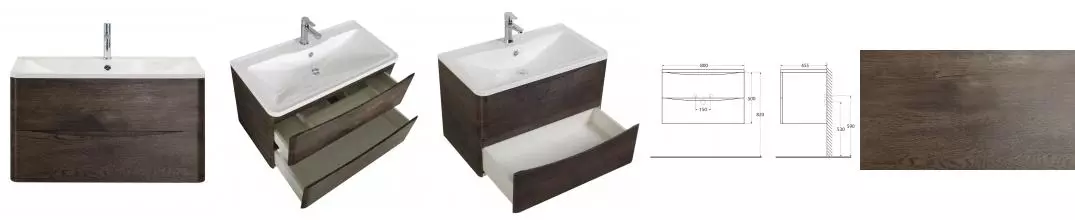 Тумба с раковиной «Belbagno» Acqua 80 (BB800/455-LV-MR-ALR) подвесная Rovere Nature Grigio Тумба с раковиной «Belbagno» Acqua 80 (BB800/455-LV-MR-ALR) подвесная Rovere Nature Grigio