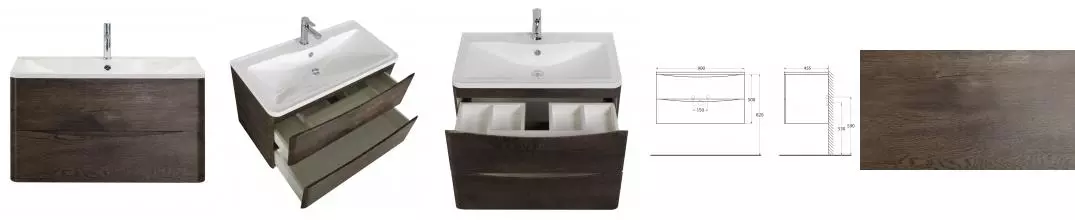 Тумба с раковиной «Belbagno» Acqua 90 (BB900/455-LV-MR-ALR) подвесная Rovere Nature Grigio Тумба с раковиной «Belbagno» Acqua 90 (BB900/455-LV-MR-ALR) подвесная Rovere Nature Grigio