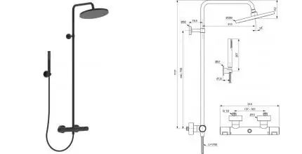 Душевая система «Ideal Standard» Ceratherm T25 BC748XG с термостатом чёрная матовая