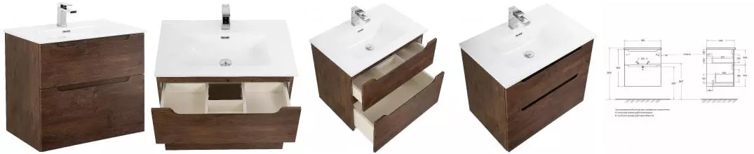 Тумба с раковиной «Belbagno» Fly 60 (EMP-600-LVB) подвесная Rovere Moro