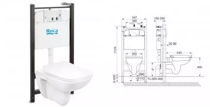 Комплект инсталляция с унитазом «Roca» Debba 893104970 безободковый белый