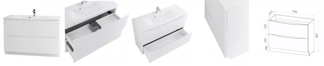 Тумба с раковиной «Belbagno» Marino 120 (BB1200/450-LV-MR-PR) Bianco Lucido Тумба с раковиной «Belbagno» Marino 120 (BB1200/450-LV-MR-PR) Bianco Lucido