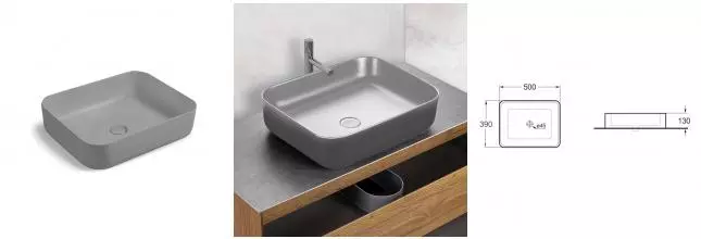 Раковина «Vincea» 50/41 VBS-105MG фарфоровая серая матовая