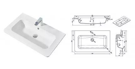 Раковина «Vincea» 80/48 VCB-1A800W литьевой мрамор белая