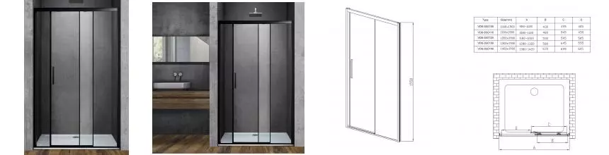 Душевая дверь «Vincea» Soft VDS-3SO120CLB 120/195 прозрачная/чёрная универсальная Душевая дверь «Vincea» Soft VDS-3SO120CLB 120/195 прозрачная/чёрная универсальная