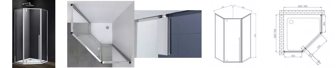 Душевой угол-ограждение «Vincea» Penta VSP-3P900CL 90/90 прозрачный/хром многоугольный без поддона универсальный Душевой угол-ограждение «Vincea» Penta VSP-3P900CL 90/90 прозрачный/хром многоугольный без поддона универсальный
