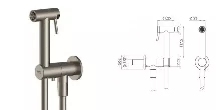 Смеситель с гигиеническим душем «Remer» SS338M332ON шлифованная сталь Смеситель с гигиеническим душем «Remer» SS338M332ON шлифованная сталь