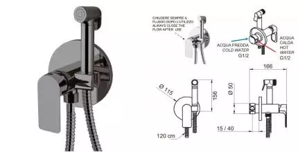 Смеситель с гигиеническим душем «Remer» Infinity I65WNP брашированный никель