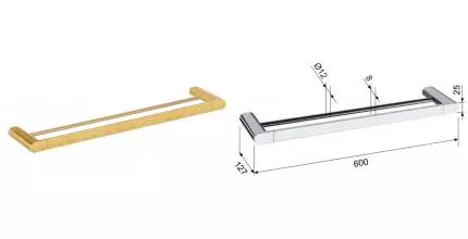 Полотенцедержатель двойной «Remer» Lounge LN33BG на стену брашированное золото