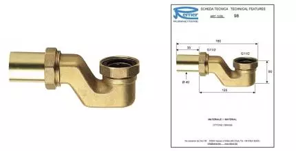 Колено для ванны «Remer» RR 98 1'1/2"латунь