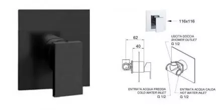 Смеситель для душа «Remer» Qubica Design QD30NO чёрный матовый