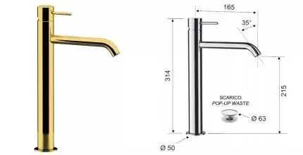Смеситель для раковины «Remer» X-Style X10LXLDO с донным клапаном золото Смеситель для раковины «Remer» X-Style X10LXLDO с донным клапаном золото