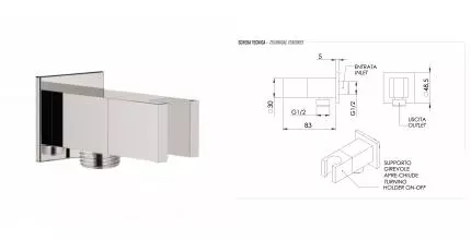 Держатель ручного душа с подключением шланга и запорным вентелем Remer 338Q