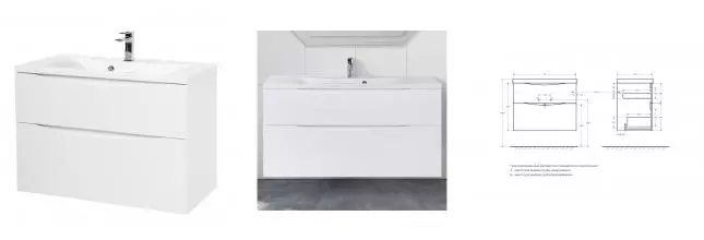 Тумба с раковиной «Belbagno» Marino H-60 80 (BB800/450-LV-MR-PR) подвесная Bianco Lucido