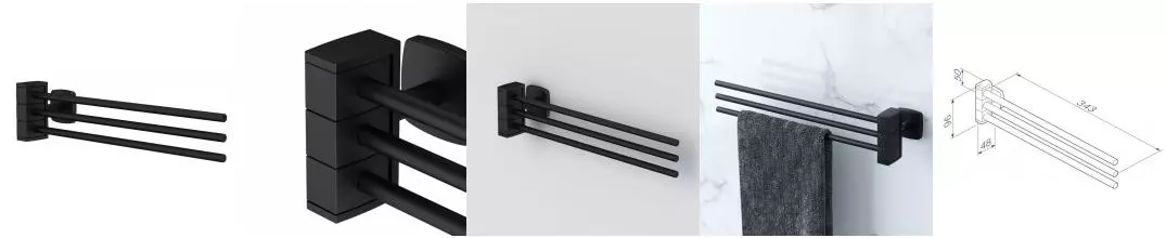 Полотенцедержатель поворотный «Am.Pm» Gem A9032722 на стену чёрный Полотенцедержатель поворотный «Am.Pm» Gem A9032722 на стену чёрный