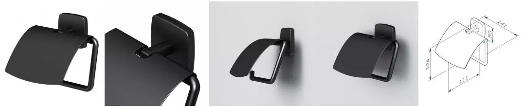 Держатель для туалетной бумаги «Am.Pm» Gem A90341422 на стену чёрный Держатель для туалетной бумаги «Am.Pm» Gem A90341422 на стену чёрный