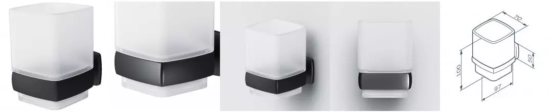 Стакан для зубных щёток «Am.Pm» Gem A9034322 на стену чёрный Стакан для зубных щёток «Am.Pm» Gem A9034322 на стену чёрный