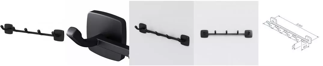 Планка с крючками «Am.Pm» Gem A9035922 на стену чёрная Планка с крючками «Am.Pm» Gem A9035922 на стену чёрная