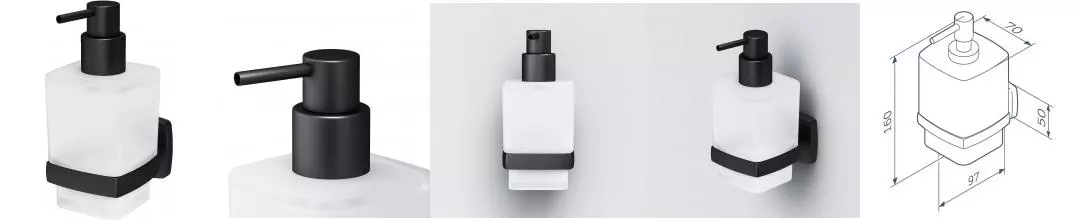 Дозатор для мыла «Am.Pm» Gem A9036922 на стену чёрный Дозатор для мыла «Am.Pm» Gem A9036922 на стену чёрный