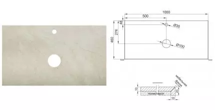 Мебельная столешница «Belbagno» KEP-100-MCO 100/46 керамогранит Marmo Crema Opaco Мебельная столешница «Belbagno» KEP-100-MCO 100/46 керамогранит Marmo Crema Opaco