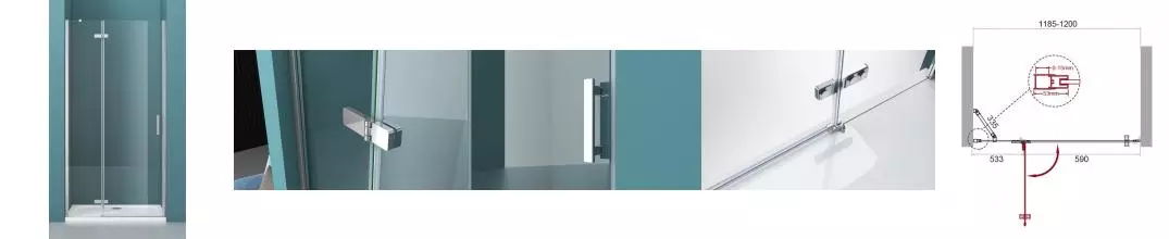 Душевая дверь «Belbagno» KRAFT-B-12-60/60-C-Cr-L 120/195 прозрачная/хром левая Душевая дверь «Belbagno» KRAFT-B-12-60/60-C-Cr-L 120/195 прозрачная/хром левая