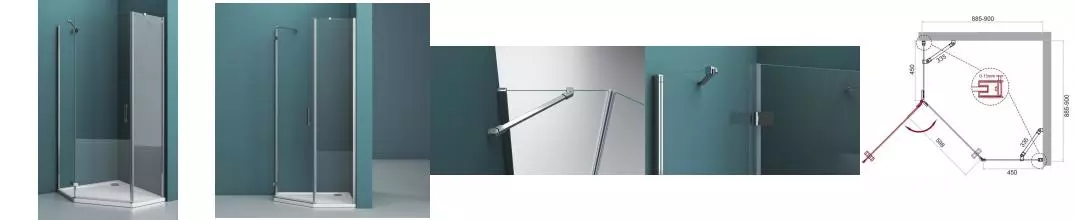 Душевой угол-ограждение «Belbagno» KRAFT-P-1-90-C-Cr-L 90/90 прозрачный/хром многоугольный без поддона левый Душевой угол-ограждение «Belbagno» KRAFT-P-1-90-C-Cr-L 90/90 прозрачный/хром многоугольный без поддона левый