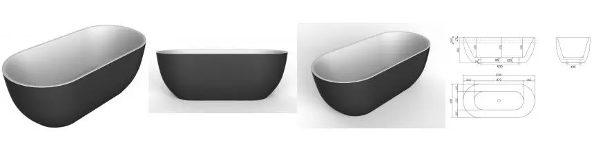 Ванна акриловая «Belbagno» BB70 150/80 с ножками без сифона белая/чёрная Ванна акриловая «Belbagno» BB70 150/80 с ножками без сифона белая/чёрная