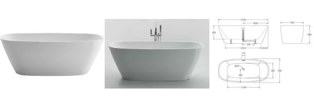 Ванна акриловая «Belbagno» BB72-1700-W0 170/78 без перелива с ножками без сифона белая Ванна акриловая «Belbagno» BB72-1700-W0 170/78 без перелива с ножками без сифона белая